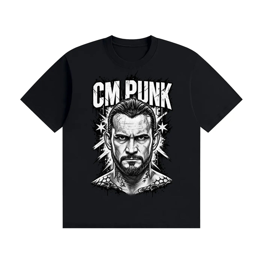 CM Punk Black and White T-Shirt ODMPOD